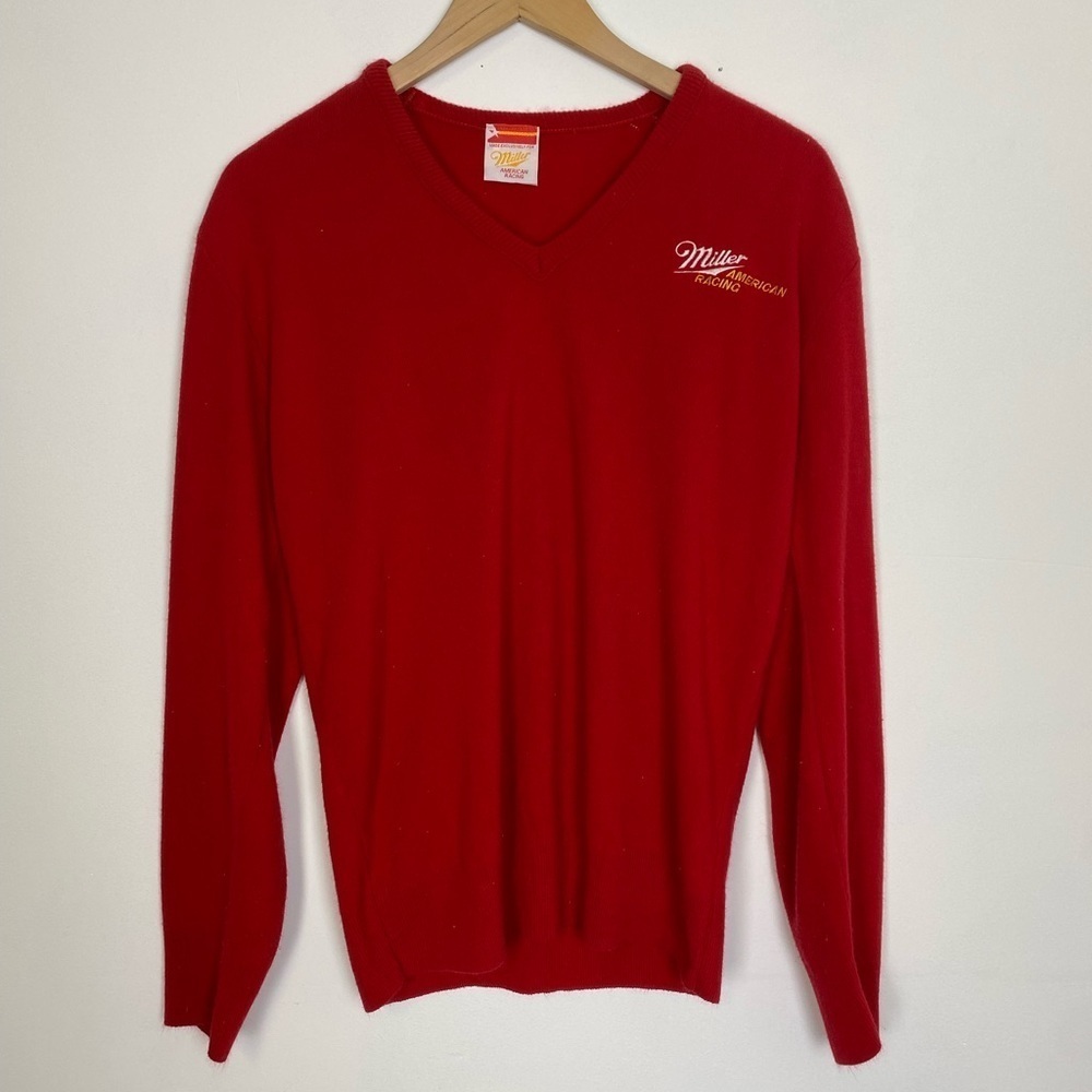 Vintage Miller American Racing V Neck Sweater, Red V Neck, Pullover Sweater, XL - Picture 5 of 12